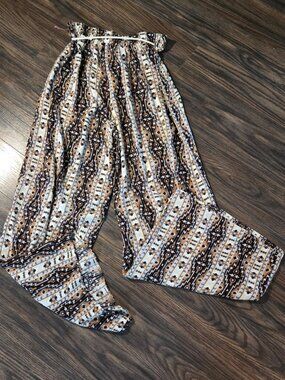70's/Bohemian Aztec/Tribal/Floral Printed Wide Leg Pants SIZE S/M